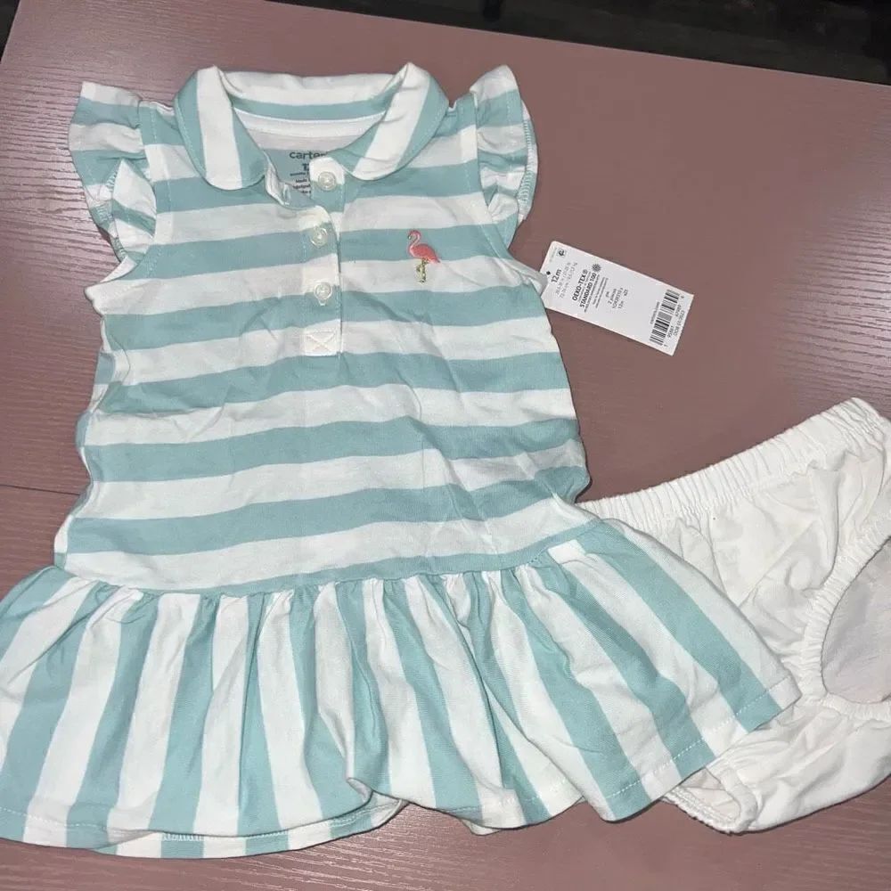 Carter’s Blue Striped Flamingo Tennis Dress
